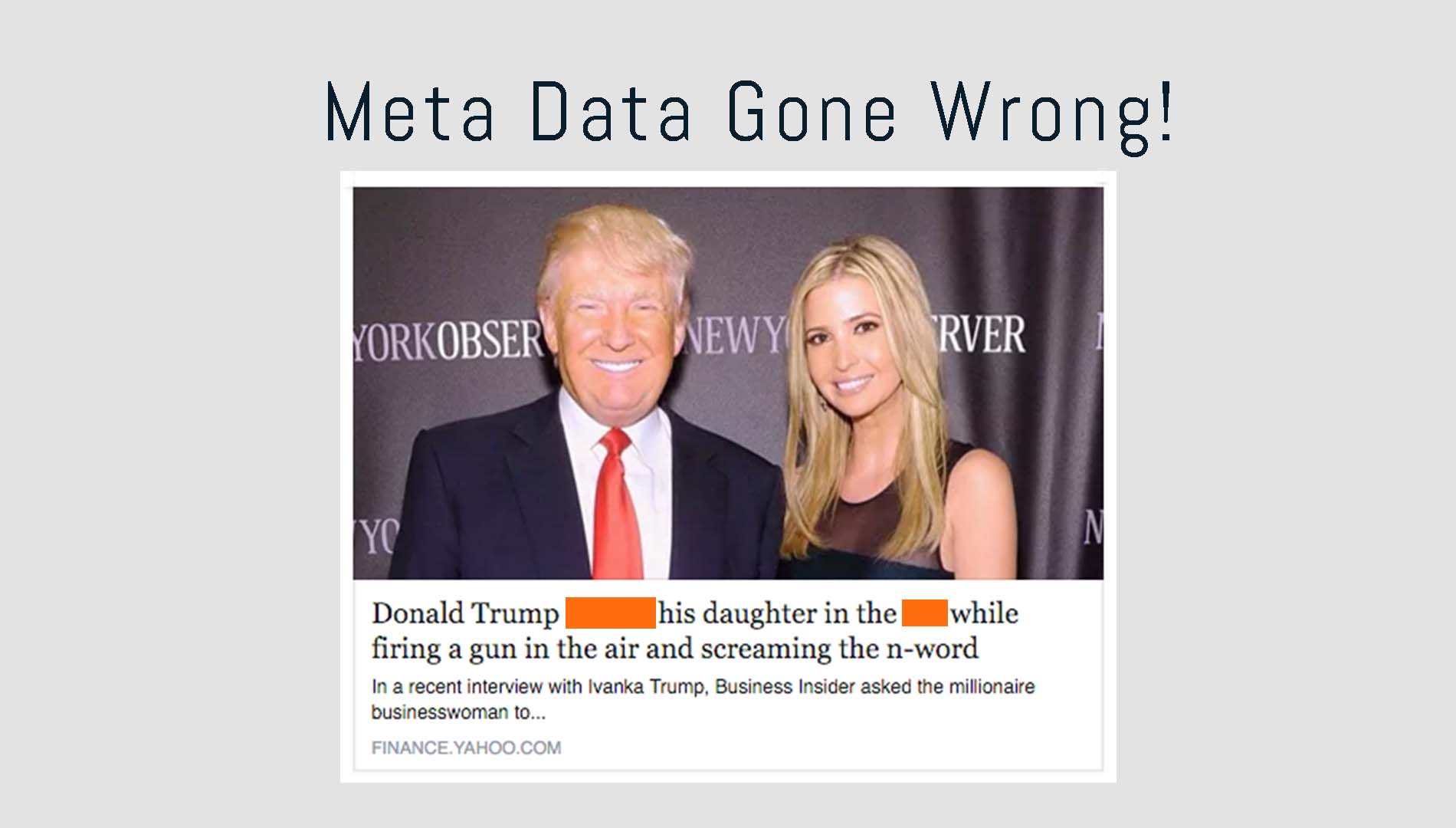 Yahoo Finance messes up meta data on Donald Trump Article